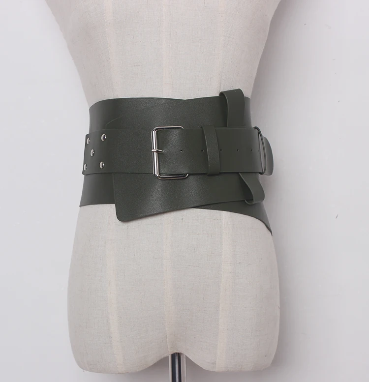 Price New Women ultra Plus wide belt accessories Faux Leather Elastic corset Belt Front Metal buckle Waist belt Girl Clothe Decoration