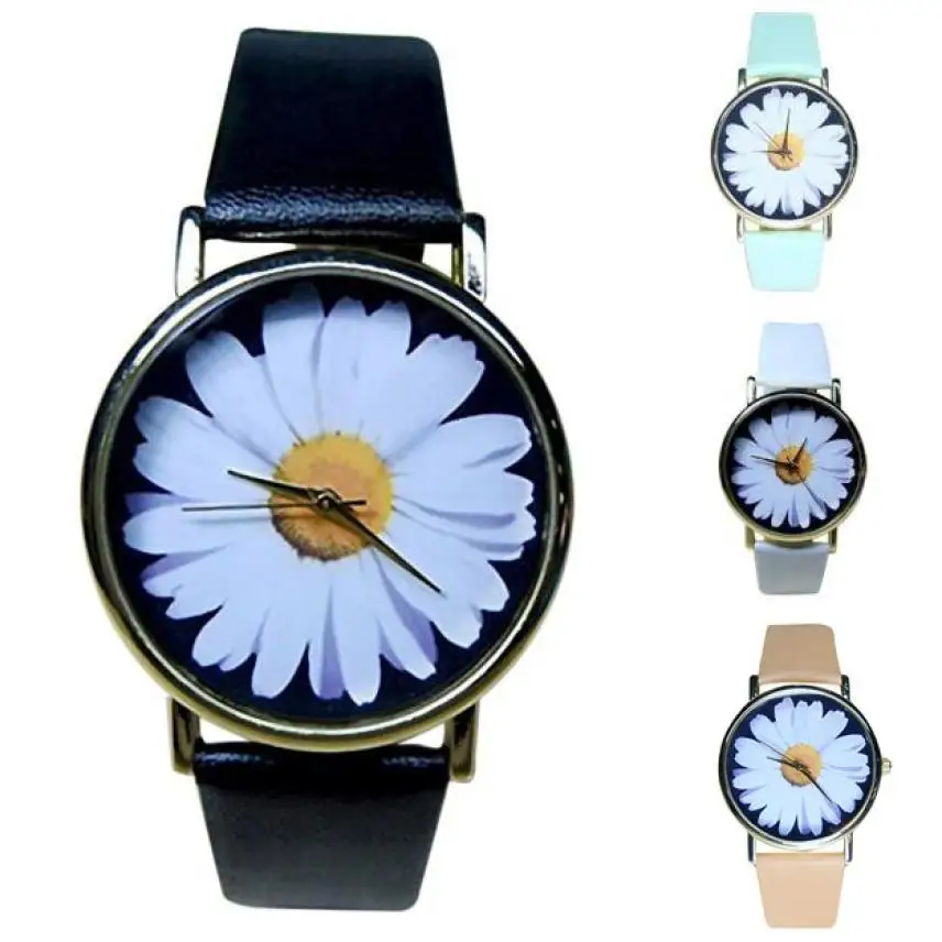 

SmileOMG  Women Faux Leather Analog Quartz Wrist Watch Chrysanthemum,Aug 24