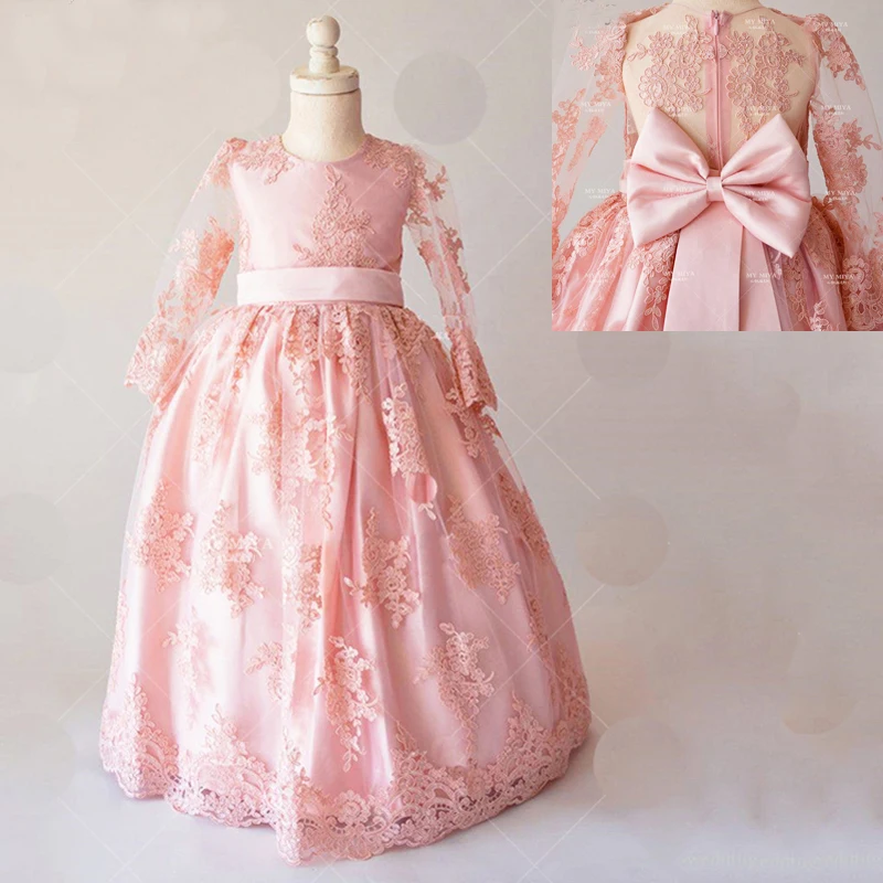 lace back flower girl dress