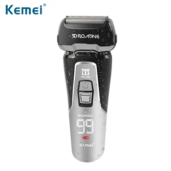

Kemei 3D Floating Men Electric Shaver USB Quick Charge 3 Blades Washable Electric Razor LED Display Lamp Beard Shaver 1531