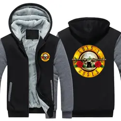 Для мужчин толстовки рок-музыки Пистолеты N Roses Зимние флисовые пальто толстовки с капюшоном и принтом сгущать Sweatershirts унисекс куртки NanBuwanA +