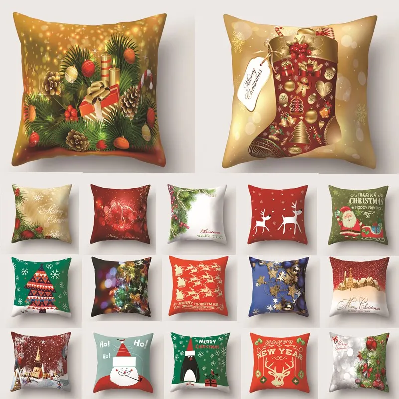 

RIANCY Christmas is Coming Home Decoration Gift Cushion Cover Decorative Pillows for Sofa Living Room Cushion Pillowcase 40511-2