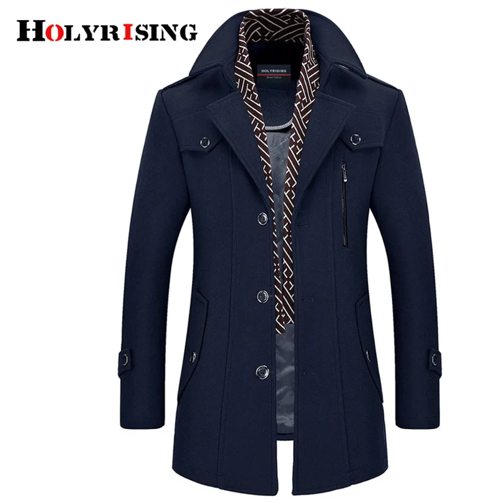 Holyrising Men Coat Wool Overcoat Turn Collar Warm Jackets Woolen Men Coats And Blends With Scarf Breathable Outwear 18423-5 Holyrising Men Coat Wool Overcoat Turn Collar Warm Jackets Woolen Men Coats And Blends With Scarf Breathable Outwear 18423-5
