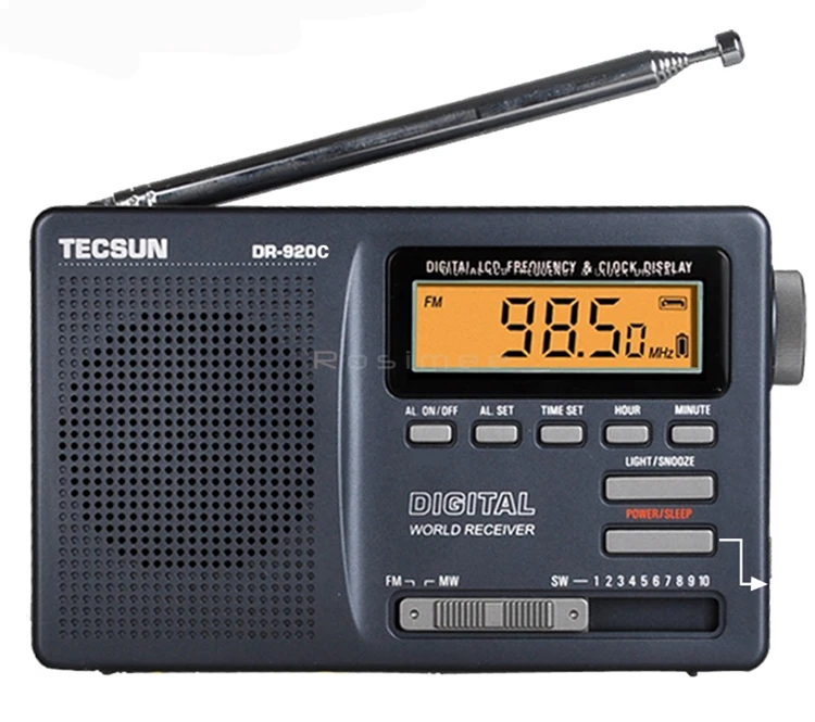 Tecsun DR920C DR-920C радио FM MW SW 12 диапазон цифровые часы приемник и подсветка FM портативный радио рекордер серый Y4139H