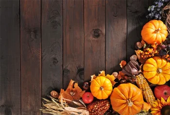 

Laeacco Autumn Wooden Board Corn Pine Nuts Photographic Backgrounds Customized Photography Backdrops For Photo Studio