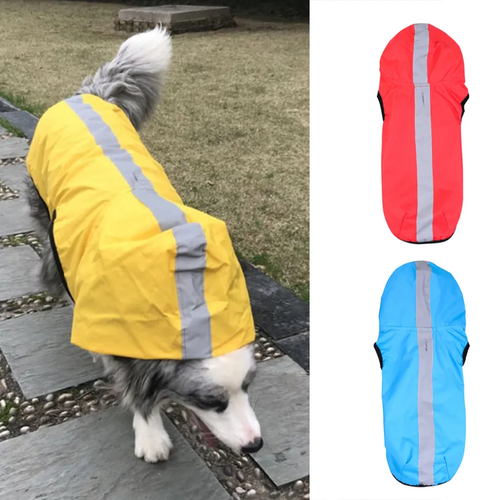 

Summer Outdoor Puppy Pet Rain Coat Adjustable Pet Dog Waterproof Raincoat Packable Jacket Safety Reflective Stripes Apparel