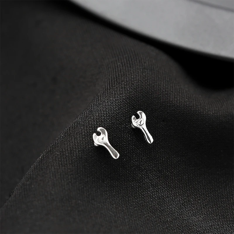 

Mini Silver Wrench Studs Earrings 925 Small Tool Wrench Earrings For Women Female Anti Allergy Jewelry