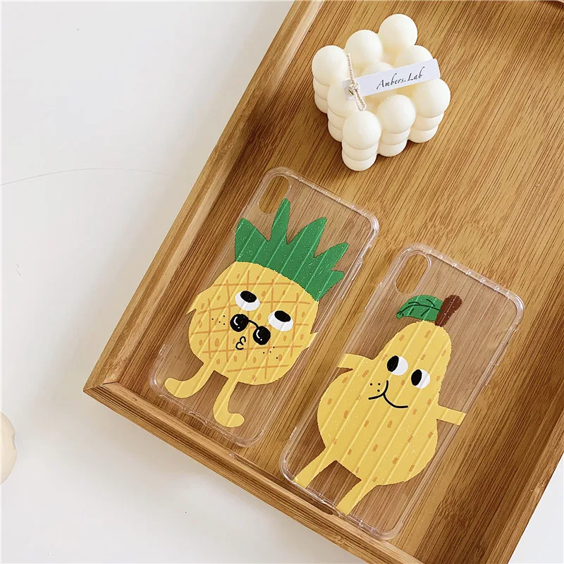 

Transparent Funny Fruits Patterned Phone Case for Iphone Xr X Xs Max Soft TPU Luggage Back Cover for Iphone 6S 6 7 8 Plus Case