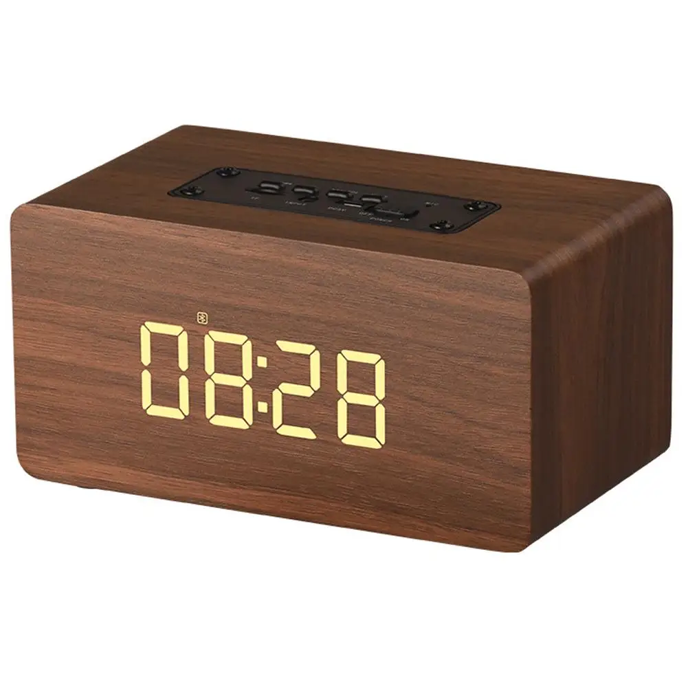 

Rondaful Speaker Wooden Wireless Alarm Clock Bluetooth Speaker Multi-functional Plug-in Card Computer Speaker Loudspeaker