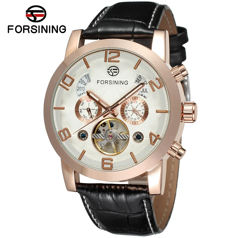 Tourbillon Mens Automatic Watch With luxury Golden Case