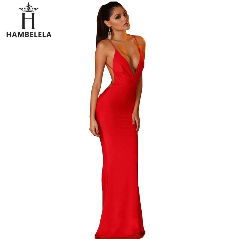 Hambelela Summer Style Elegant Sexy Dress Special Occasion Red Black White Spaghetti Strap Maxi Dresses 2017 New Long Dress (3)