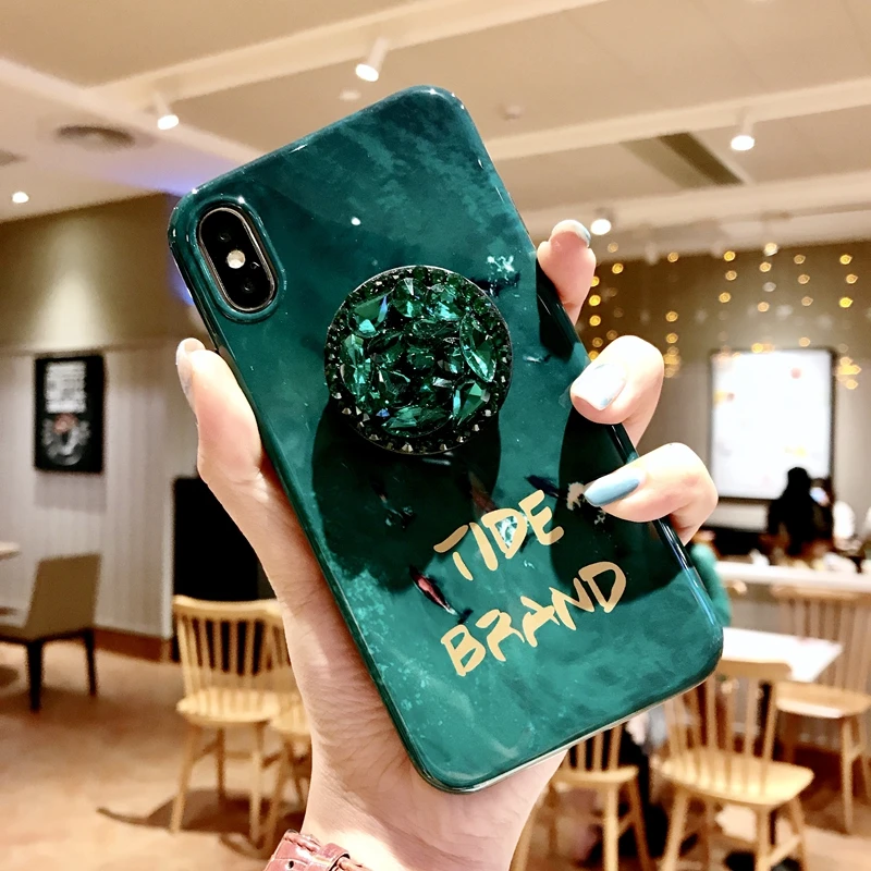 Trendy Green Soft TPU Case For iPhone XS Max XR X 10 Crystal Airbag