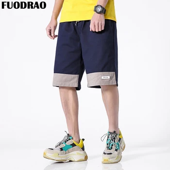 

FUODRAO Harajuku Patchwork Short Men Summer Hip Hop Elastic Waist Cargo Shorts Men Streetwear Cotton Jogger Plus Size D038