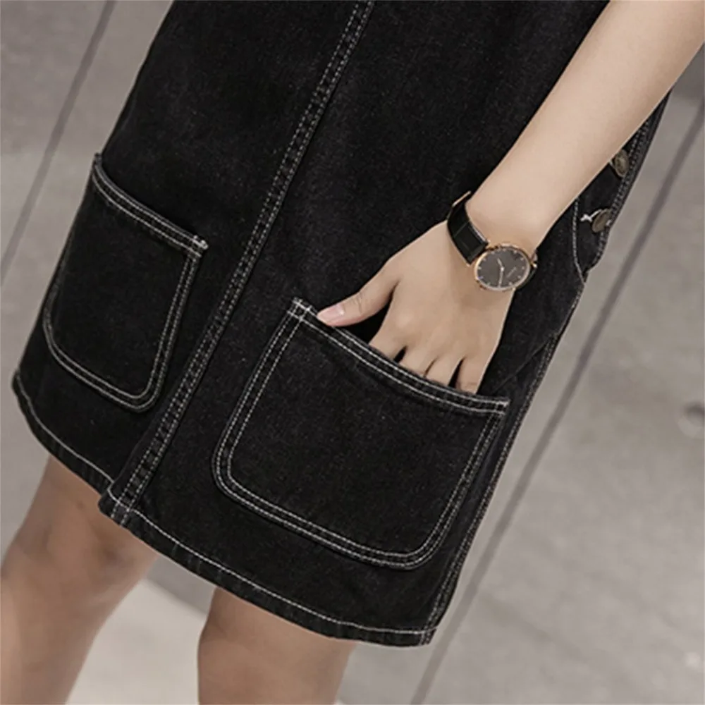 Summer Style Loose Strap Jeans Dress Preppy Style Suspender Denim Sundress Denim Overall Dress Female Elegant Denim Jeans New