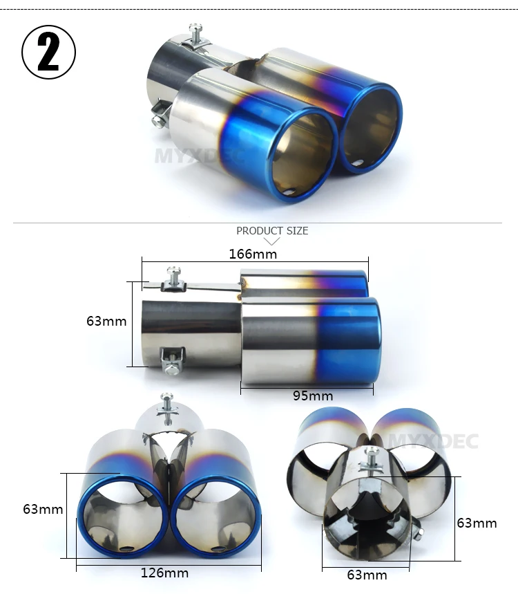 Автомобильный Круглый глушитель выхлопной трубы из нержавеющей стали Exhause 1-2 двойной трубы хромированная отделка модифицированный Автомобильный задний хвост горла лайнер