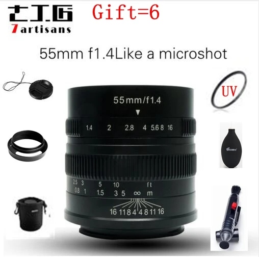 

7artisans 55mm F1.4 M43 Prime Lens to Single Series for Sony E Mount for Canon EOS-M Mount Cameras A6000 A6300 A6500 M1 M2 M5 M6