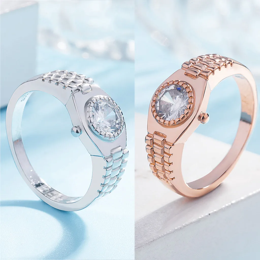 

Women Stylish Loverjewelry Ring For Women New Style Minimalist Watch Ring Silver-plated Natural Lady Ring Jewelry #8