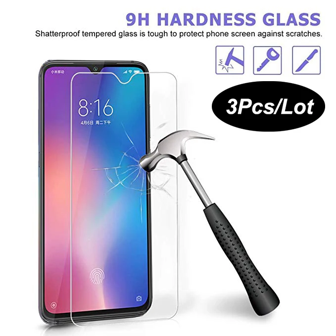 3 шт. Защитное стекло для Xiaomi Mi9 Mi8 SE Mi Mix Max3 Lite Защитная пленка экрана Redmi 6A 6 Pro 7 Note7