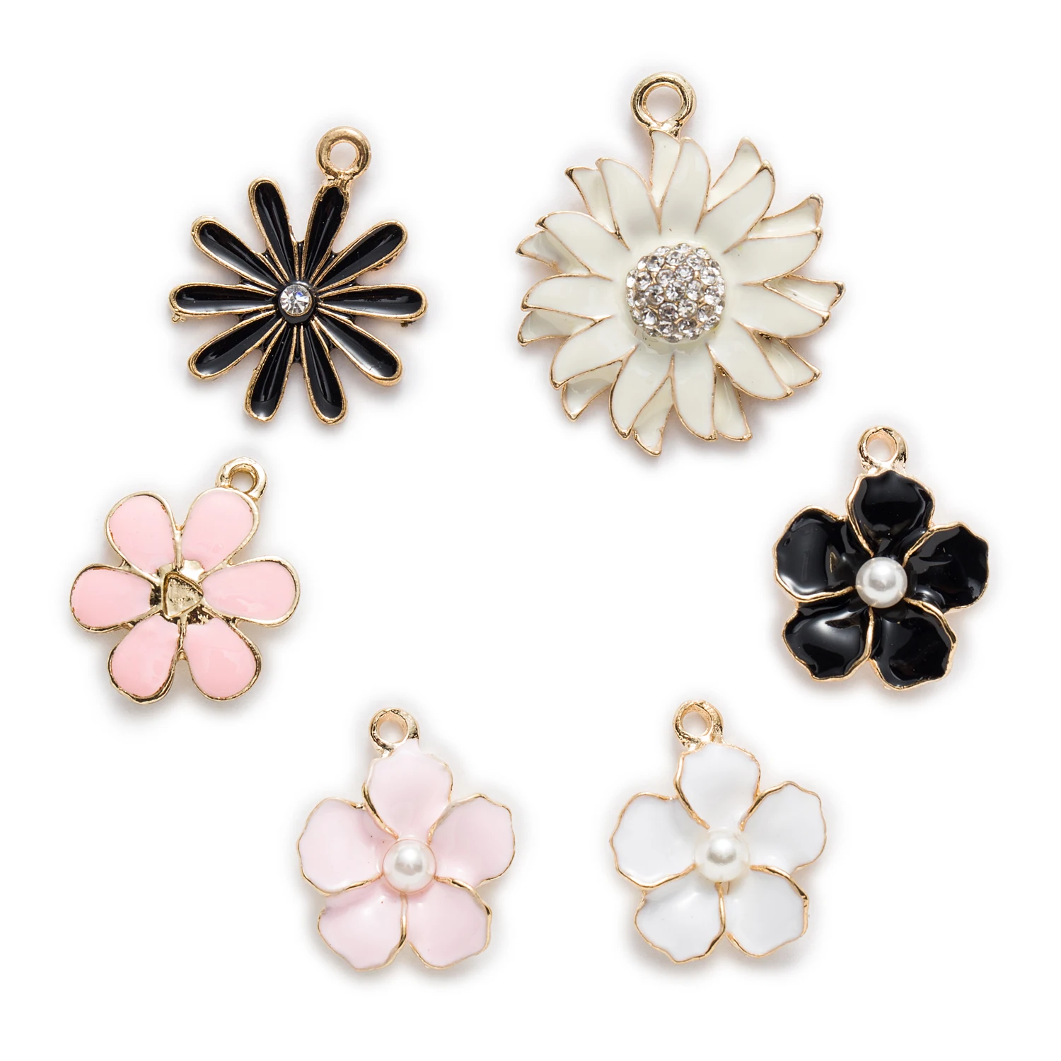 

1 Piece Zinc alloy Enamel Flower Charms Pendants Decoration Jewelry Making Fit Necklace Bracelet Earrings For Women DIY 20-29mm