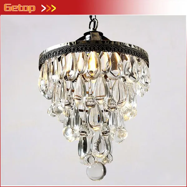 

American Village Crystal Chandeliers Living Room Dining Room Bedroom Bedside Corridor Crystal Retro Iron Chandelier LED bulbs