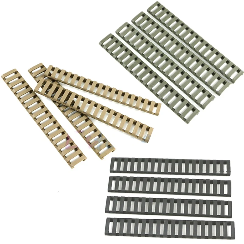 

4pcs Rail Cover Plastic Fish Bone Ladder Shape 3 Colors Rifle Handguard Heat Resistant Ladder Rubber Picatinny Rail Covers
