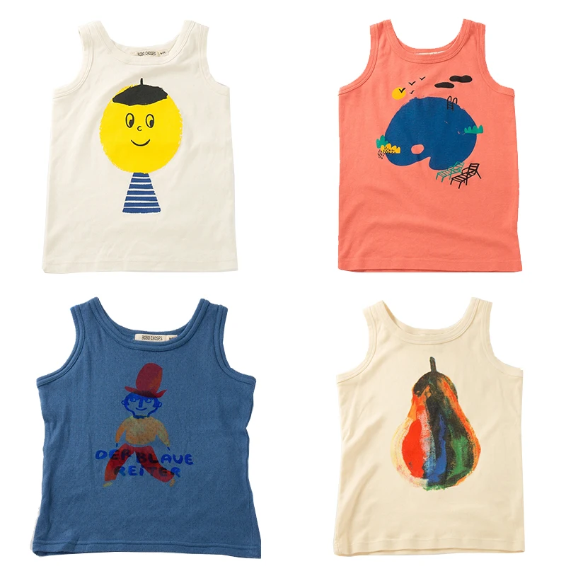 

2018 Children Vest Children's Boys Girls Top Summer Baby Tops Cotton Kids Print Tees