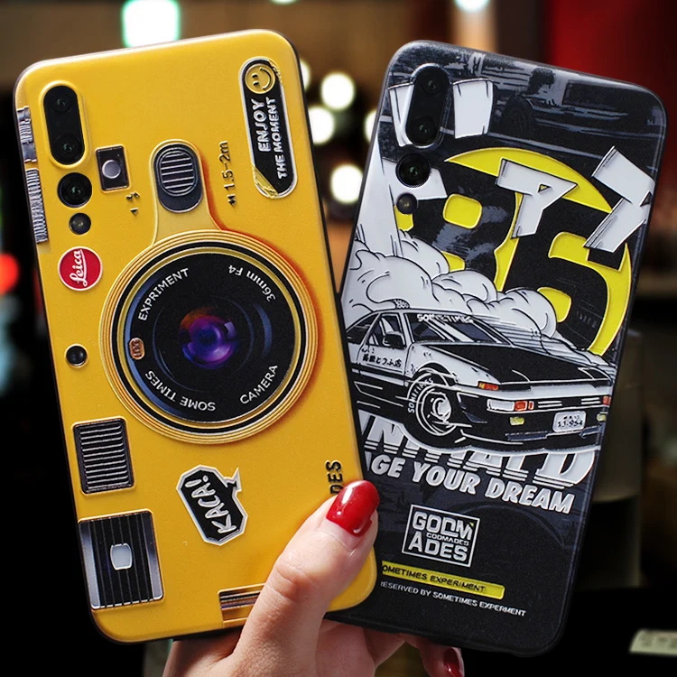 

Huawei p20 P30 Case 3D embossed Huawei p20 Pro Case Cover High quality For Huawei p9 P10 Plus Mate 20 x nova 3 4 4e 3d relief