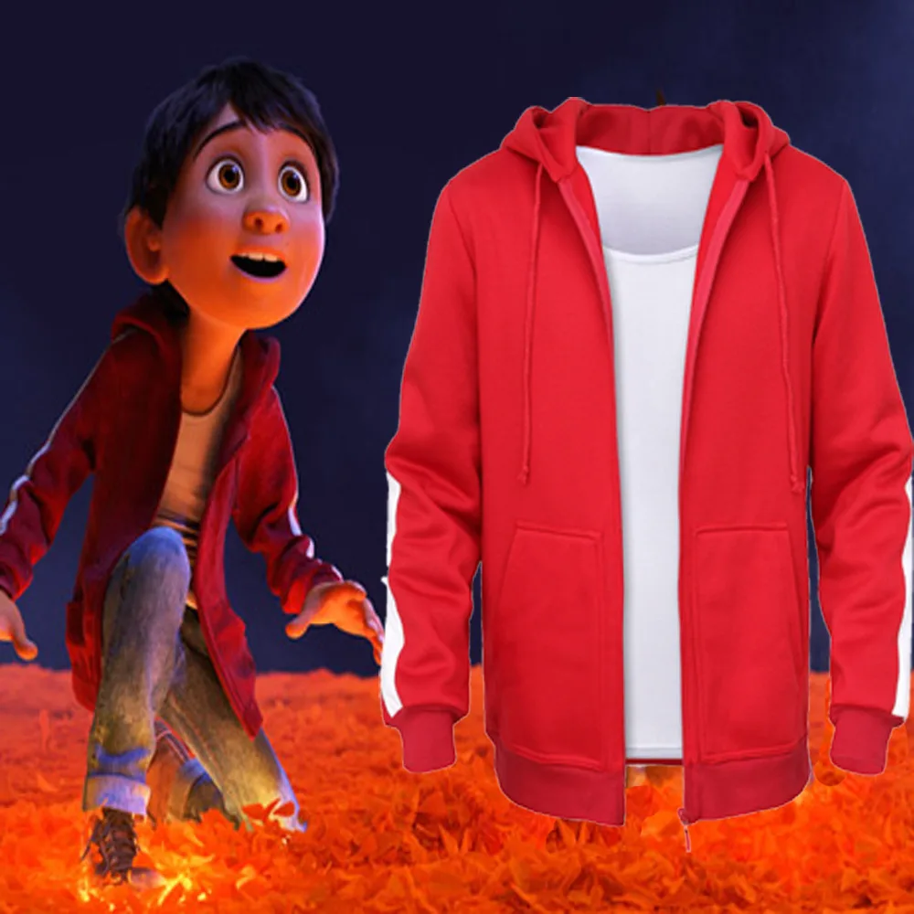 Новый фильм COCO Miguel Косплей красное пальто с капюшоном свитшоты взрослый и