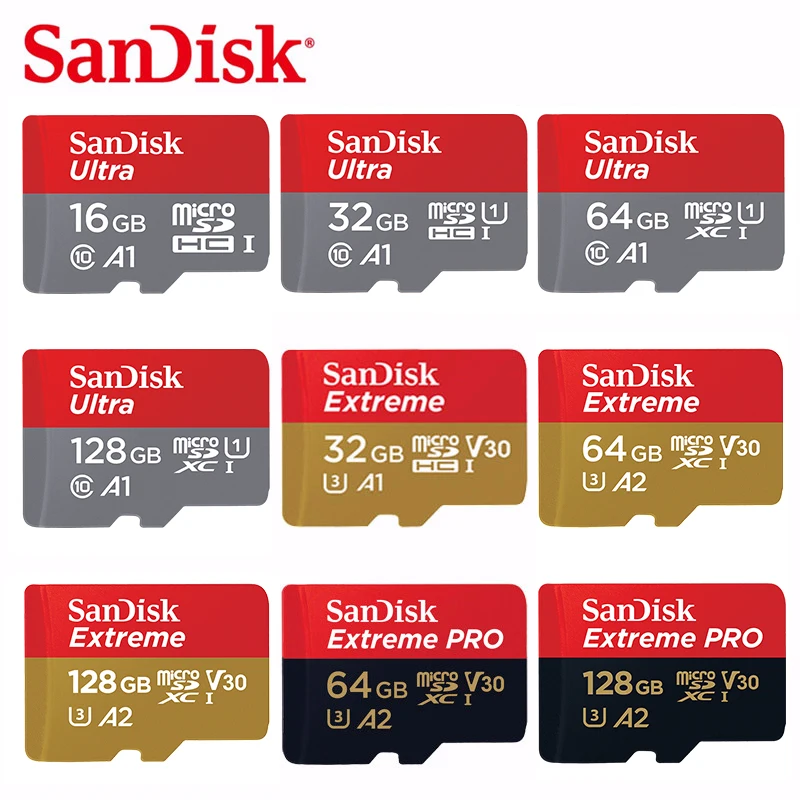 SanDisk Memory Card 32GB Micro SD Card 64GB 128GB TF Card 256GB A1 A2 C10 UHS 1