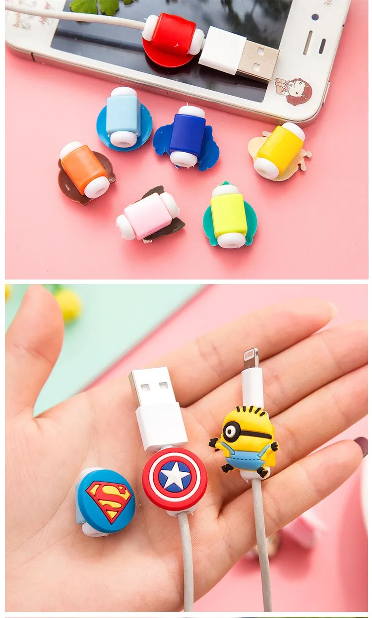 cute10 шт/партия мультфильм USB кабель наушники протектор наушники линия заставка для samsung htc зарядная линия защита кабеля данных