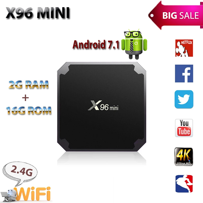 

X96 mini Android TV Amlogic S905W Quad Core 1/2GB RAM 8/16GB ROM Smart TV BOX 2.4 GHz WiFi 4K HD Set top box pk M8S pro W