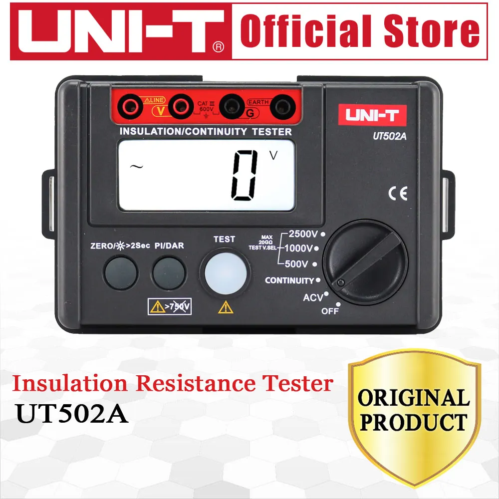 UNI-T 2500 цифровой измеритель сопротивления изоляции UT502A Ohem высоковольтметр тестер непрерывности ЖК-подсветка