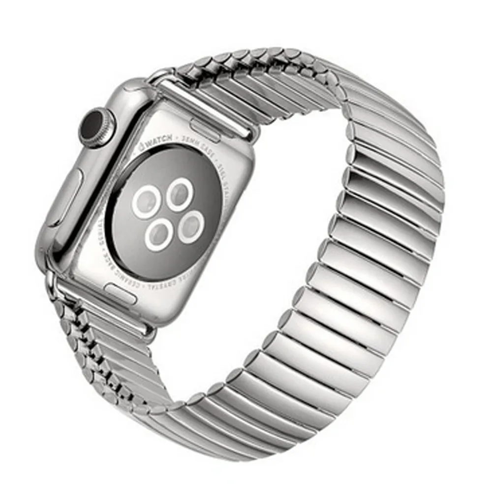 Ремешок для часов из нержавеющей стали браслет из эластичной ленты ремешок с адаптером для iWatch Apple Watch Sport Edition 38 мм 42 мм Серебристый