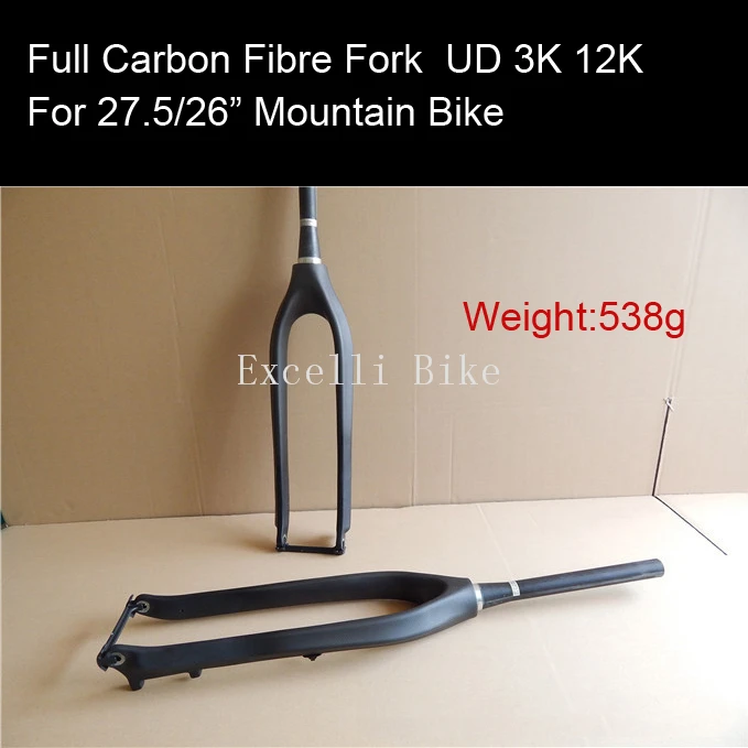 Excelli Fork Mountain Bik26 27.5 UD 3K 12K Full Carbon Fibre Forks Carbon Bicycle Forks Bicicleta Mountain Bike 27.5 Fork 100mm