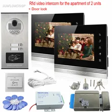 Rfid 2 Call Buttons Doorphones For A Private House Video Door Intercom 7″ Color Indoor Monitors Wired Video Door Entry With Lock