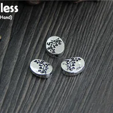 Uglyless Настоящее S925 стерлингового серебра Овальный кукурузных хлопьев фурнитура для бусин ювелирные изделия DIY ручной работы резные цветы бусины в этническом стиле Bijoux(украшения своими руками