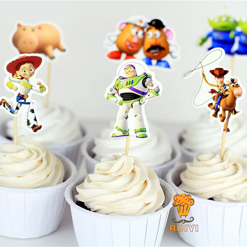 

24pcs cartoon Toy Story candy bar cupcake toppers pick baby shower kids birthday party supplies