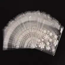 100 шт. пластиковый держатель для канцелярских принадлежностей, мини прозрачный скраб, плоский карман, Рождественская Снежинка, подарочная упаковка «сделай сам», чехлы, сумки