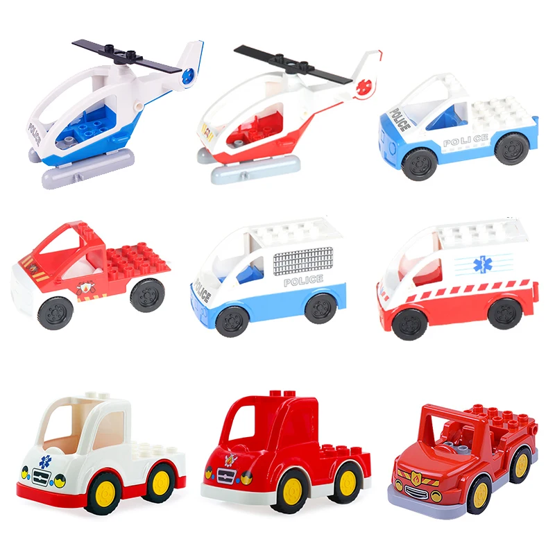 Avion feu hélicoptère gros blocs de construction voiture accessoire enfant éducation bricolage jouet pour enfants cadeau Compatible avec le trafic Duplo
