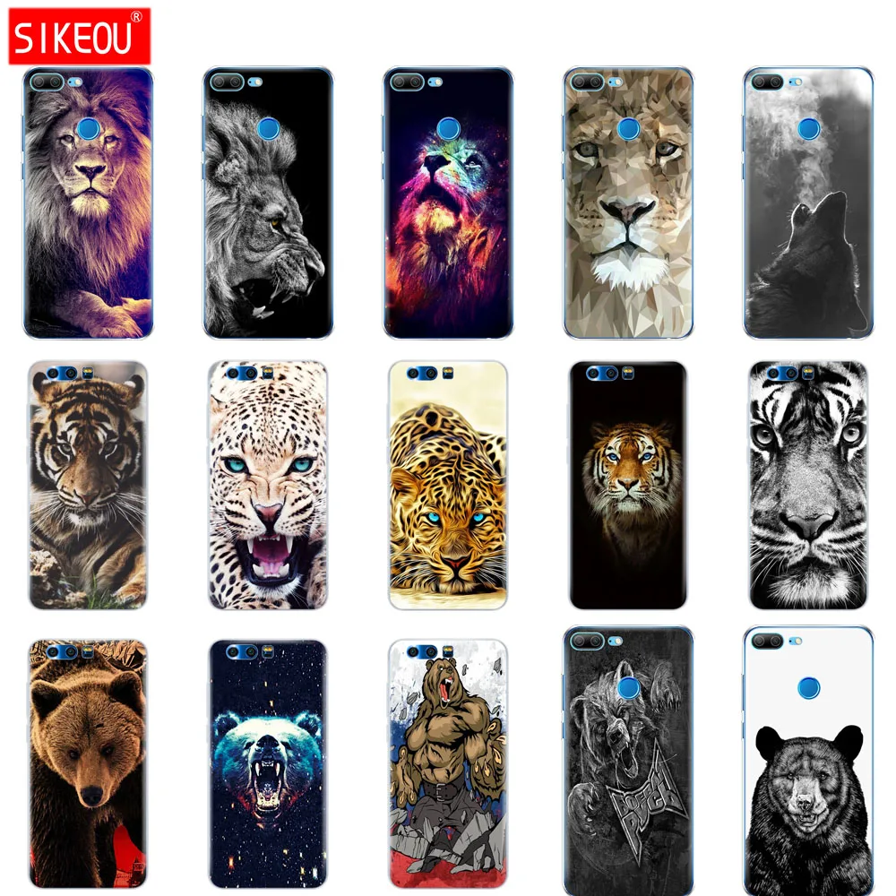 

Silicone phone Case For huawei honor 9 honor 9 lite soft tpu silicon full 360 shockproof cat wolf tiger lion Leopard bear