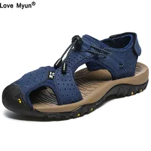 Мужские сандалии Летняя обувь из натуральной кожи Новая Пляжная мужская повседневная обувь уличные сандалии мужской большой размер 7785