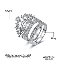 FAMSHIN Novos Acessórios de Moda Jóias Top Quality Cristal Crown Imperial Conjunto Anel de Dedo Para As Mulheres Menina Agradável Jóias presente 2018