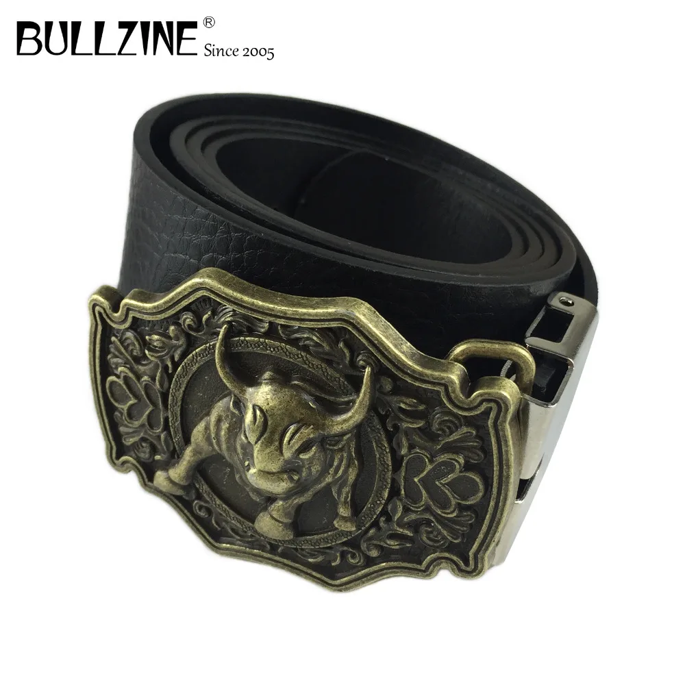 Мужская пряжка для ремня Bullzine горячая Распродажа western bull ox 3 цвета и ремни из ПУ