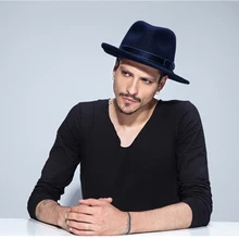 VTG marca de lana de hombres negro papá sombrero Fedora para caballero de lana ancha sombrero con visera de jazz Iglesia Cap Vintage Panamá sol Top sombrero 20