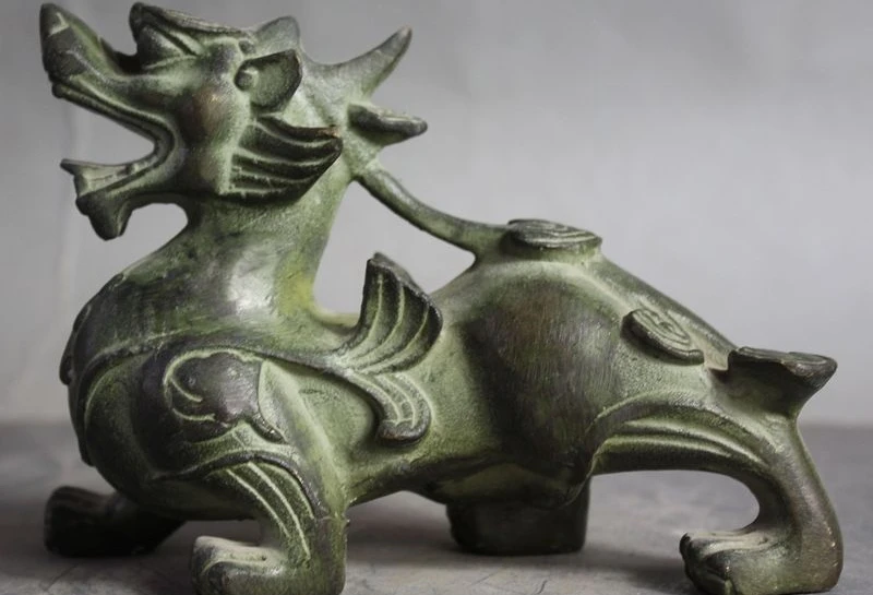 

Old Chinese Folk Fengshui Bronze Evil Beast Pixiu brave troops Unicorn Statue