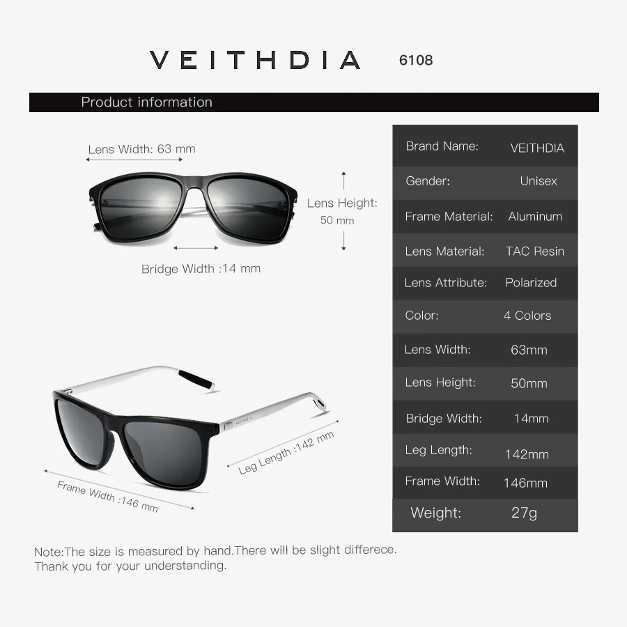 Бренд VEITHDIA, унисекс, Ретро стиль, алюминий+ TR90, солнцезащитные очки, поляризационные линзы, винтажные очки, аксессуары, солнцезащитные очки для мужчин/женщин 2