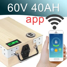 Батарея 60v 40ah батареи приложение литий-ионный аккумулятор Электрический велосипед Телефон управления USB 2.0 порт Электрический велосипед самокат электро Мощность 2000Вт древесины