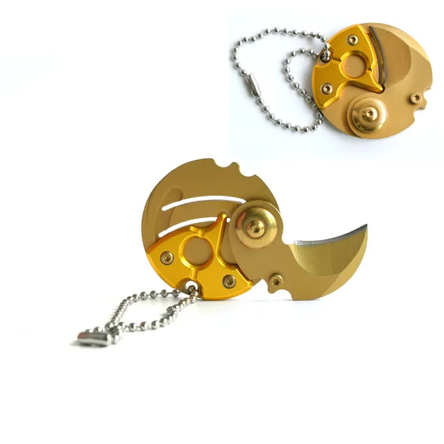 Gold Мини карманная посылка EDC посылка складывающийся Монетный нож для кемпинга открытый самозащищенный Открывалка Открытый коготь Шестерня посылка коробка письмо пилинг - Цвет: Gold