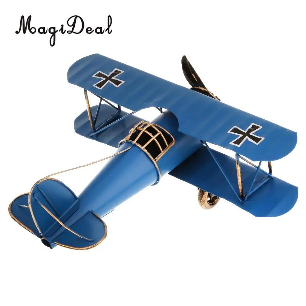 Magideal 1pcヴィンテージメタル飛行機モデル複葉機ホームリビング 