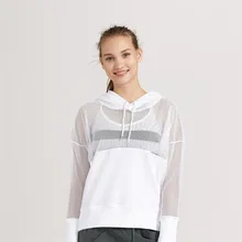 CKAHSBI с капюшоном, топы для йоги, осенние спортивные толстовки для занятий спортом на открытом воздухе, рубашки для йоги, сетчатая пряжа, комбинированная толстовка с длинными рукавами для бега в тренажерном зале